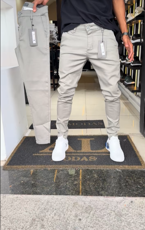 👖Pantalon slim décontracté pour homme, couleur unie + ceinture