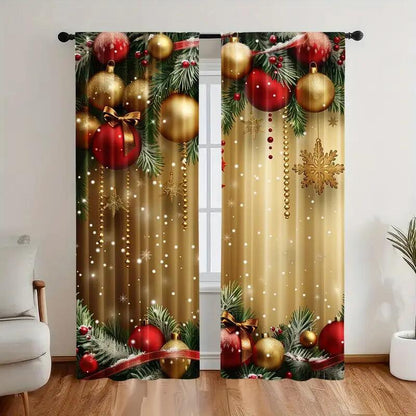 🔥50% DE RÉDUCTION !✨Lot de 2 Rideaux de Noël🎄Motifs Festifs, Installation Facile sur Tringle Standard, Entretien en Machine Simple🏠
