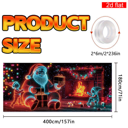 🎇🚪Bannière de Noël pour porte de garage activée par les UV, brille dans le noir🔥🎉
