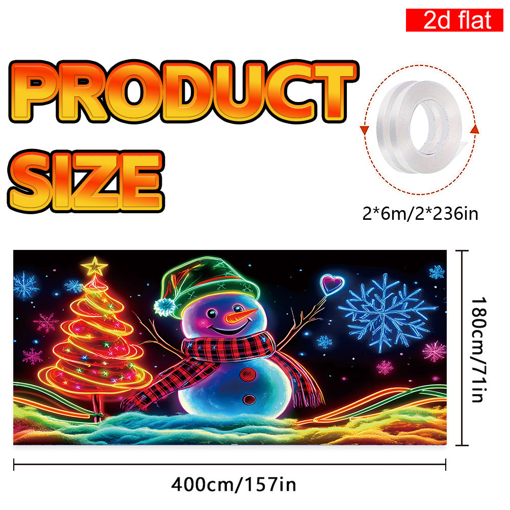 🎇🚪Bannière de Noël pour porte de garage activée par les UV, brille dans le noir🔥🎉