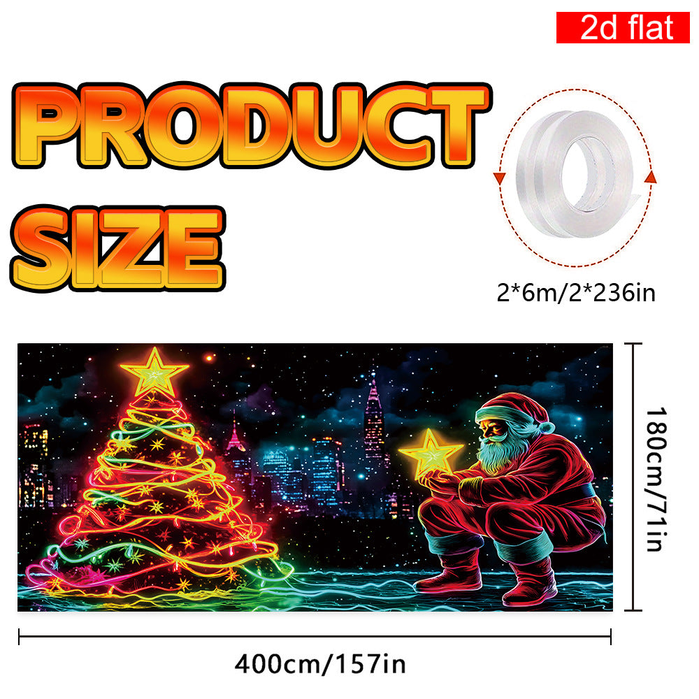 🎇🚪Bannière de Noël pour porte de garage activée par les UV, brille dans le noir🔥🎉