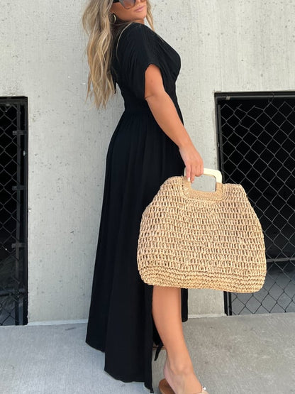 💖2025 Vente limitée - 50% DE RÉDUCTION💗Nouvelle robe longue fendue à col en V sans effort
