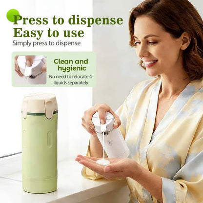 📢📢50 % de réduction ! 🧳Flacons distributeurs rechargeables 4 en 1 pour le voyage – Compact, étanche & ultra-pratique ✈️🧴