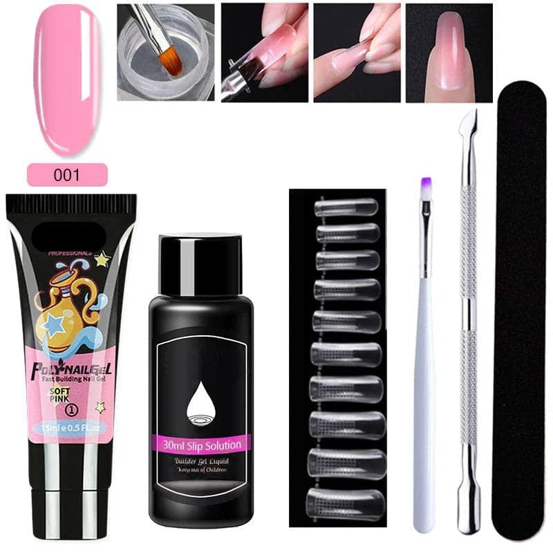 Gel d'extension cristal pour nail art (lot de 7)