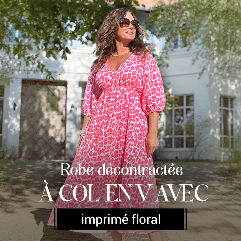 🎀🌸Robe imprimée à col V pour femme