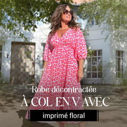 🎀🌸Robe imprimée à col V pour femme