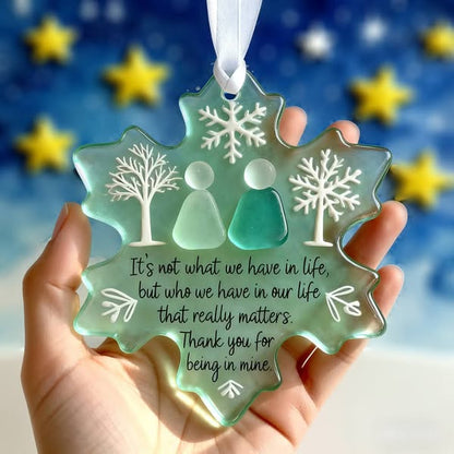 🌊 Décoration d’Amitié en Verre Marin en Forme de Flocon de Neige ❄✨ Façonnée par la nature & fabriquée à la main !