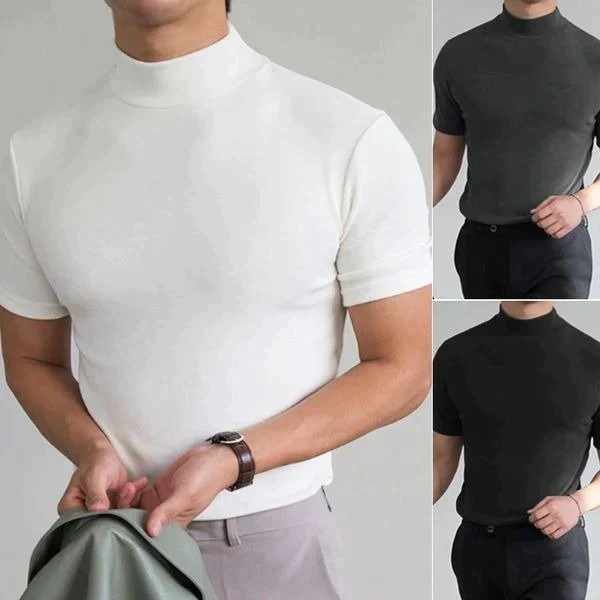 🔈🔈 Soldes 2026 - 50 % DE RÉDUCTION 🎁 T-shirt slim fit à col montant pour homme