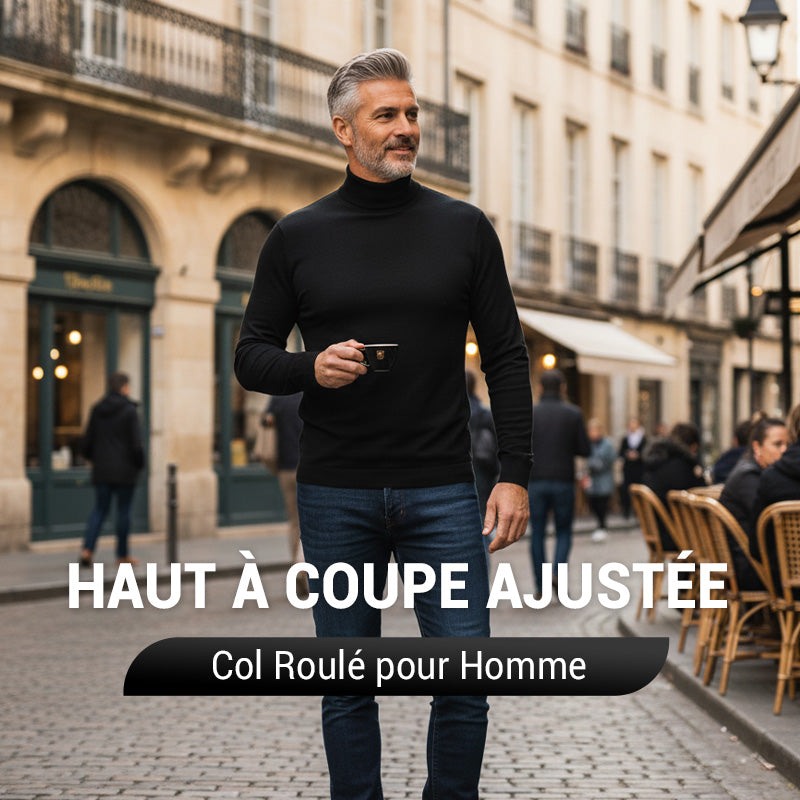 T-shirt à manches longues et col montant pour hommes