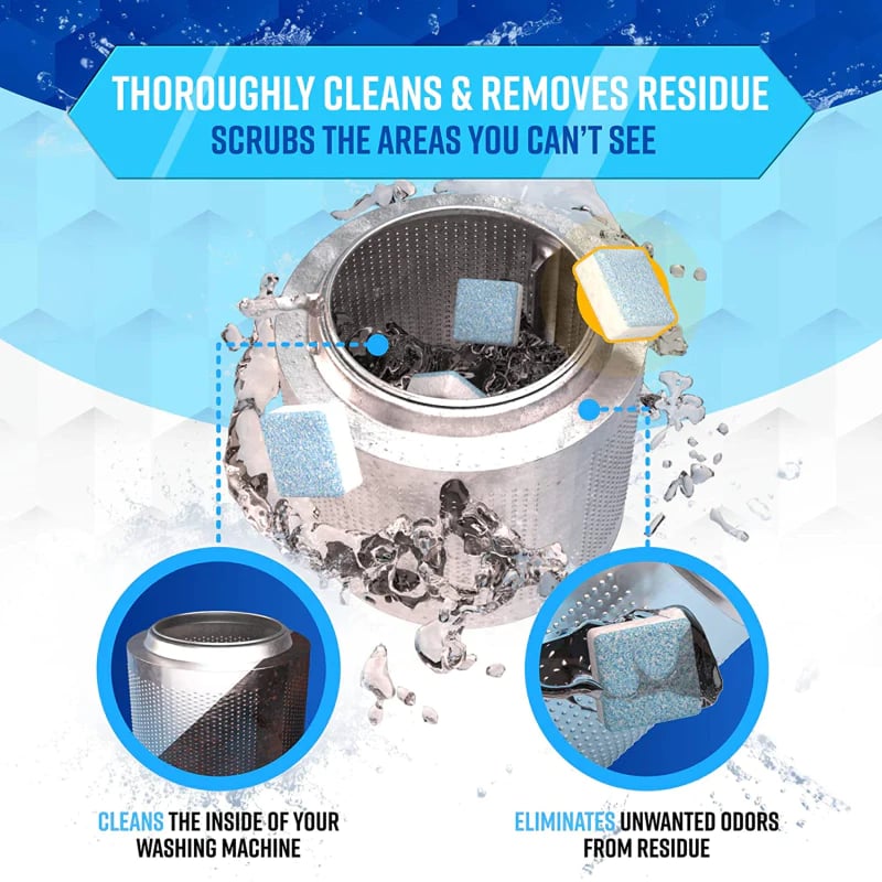 📢 Achetez 5, obtenez 5 GRATUITS ⏰ Tablettes de Nettoyage pour Lave-Linge – Éliminent les résidus, désinfectent à 99 % & compatibles hublot/frontal ! 🌀🧼