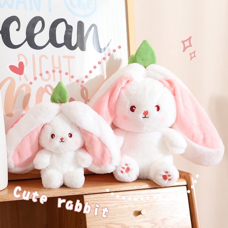 🍓 Promotion Éclair 🍓 Strawberry Bunny se transforme en petit lapin 🎀 Peluche fruitée trop mignonne 🐰