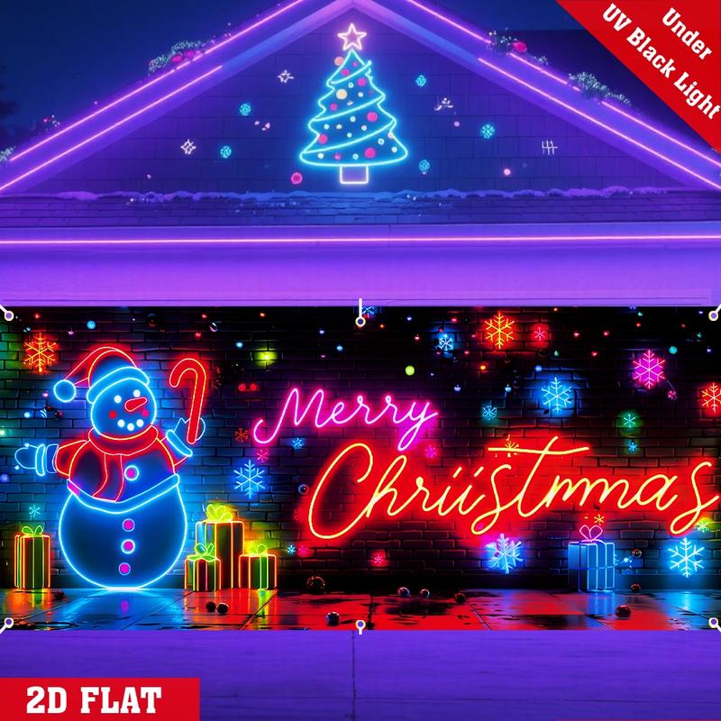 🎇🚪Bannière de Noël pour porte de garage activée par les UV, brille dans le noir🔥🎉
