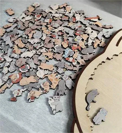 ⏳Spécial à durée limitée⏰Puzzle en bois de 135 pièces en forme de chat😸