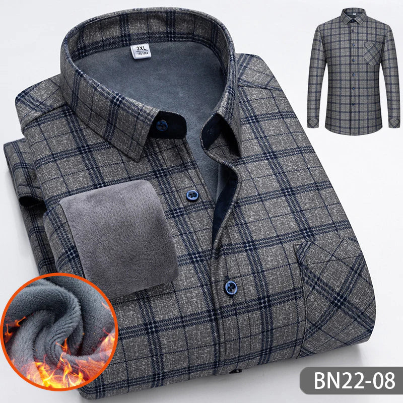🔥 50% DE RÉDUCTION ! ✨ Chemise Homme Épaissie à Rayures pour Automne/Hiver - Double Couche Isolante, Chaleur 360°, Équivalent à 3 Chemises Classiques 👔❄️