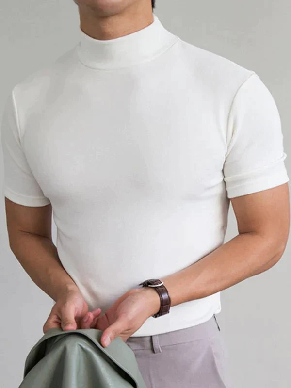 🔈🔈 Soldes 2026 - 50 % DE RÉDUCTION 🎁 T-shirt slim fit à col montant pour homme