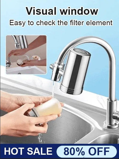 Purificateur d'eau pour robinet ménager en acier inoxydable sans installation