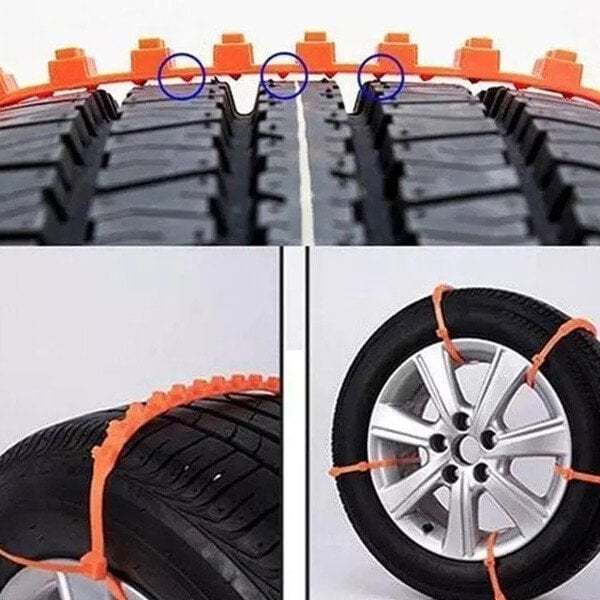 🔥 Dernier Jour de Promo ! ✨ Chaînes Antidérapantes Voiture - Nylon Résistant à -35°C, Installation Express 10s, Sécurité Toutes Routes Glissantes ❄️🚗