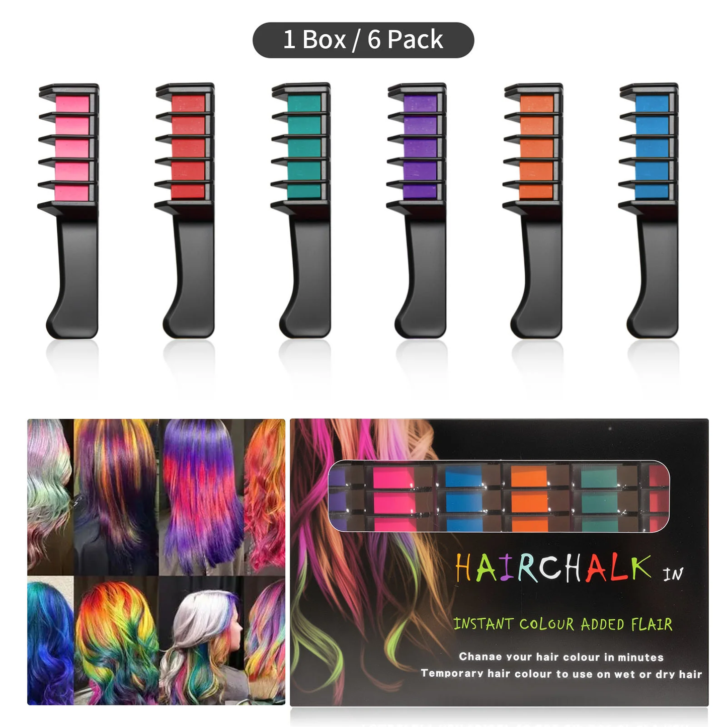 🎅Prévente de Noël - 50 % de réduction ✨Craie colorante temporaire pour cheveux - Sans cruauté