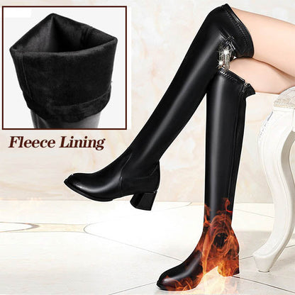 ✨série automne hiver✨bottes en cuir chaudes pour femmes✨avoir l'air mince
