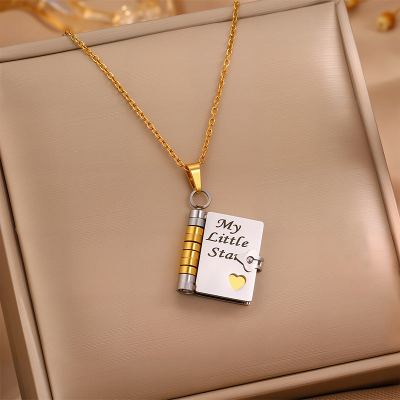 👑✨Collier de livre My Little Star pour fille, cadeau d'anniversaire et de remise de diplôme, bijoux d'amour❤️