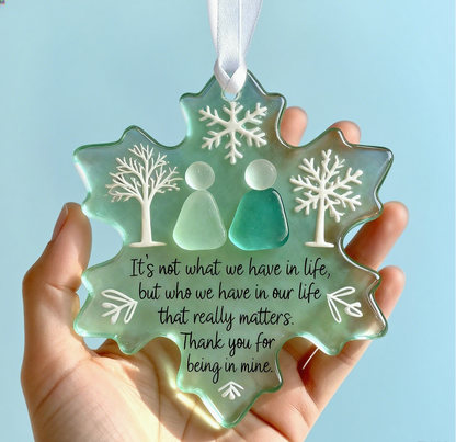 🌊 Décoration d’Amitié en Verre Marin en Forme de Flocon de Neige ❄✨ Façonnée par la nature & fabriquée à la main !