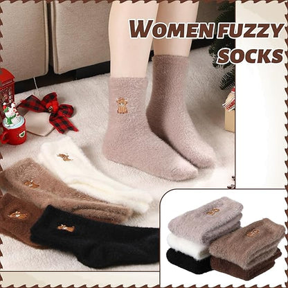 🔥Chaussettes douillettes brodées pour femmes avec motif de vache des Highlands