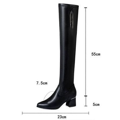 ✨série automne hiver✨bottes en cuir chaudes pour femmes✨avoir l'air mince