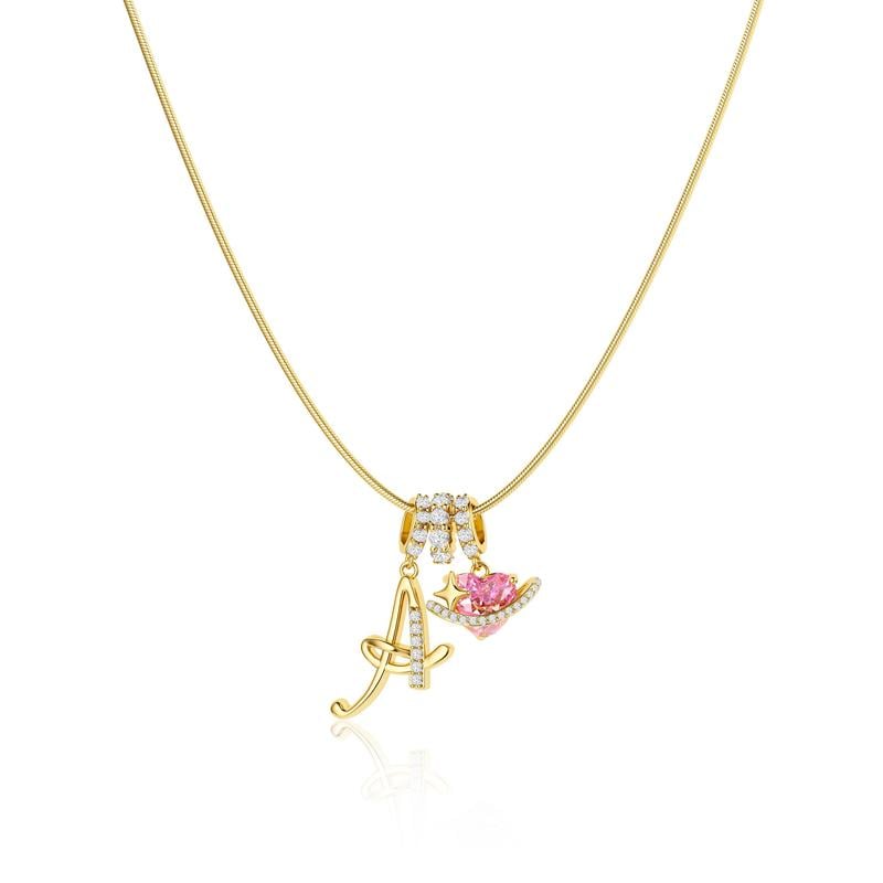 💖Dernier jour : 50 % de réduction ✨ Collier avec pendentif lettre de A à Z et trois breloques🎀