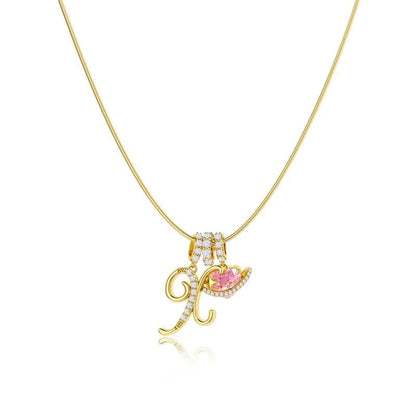 💖Dernier jour : 50 % de réduction ✨ Collier avec pendentif lettre de A à Z et trois breloques🎀