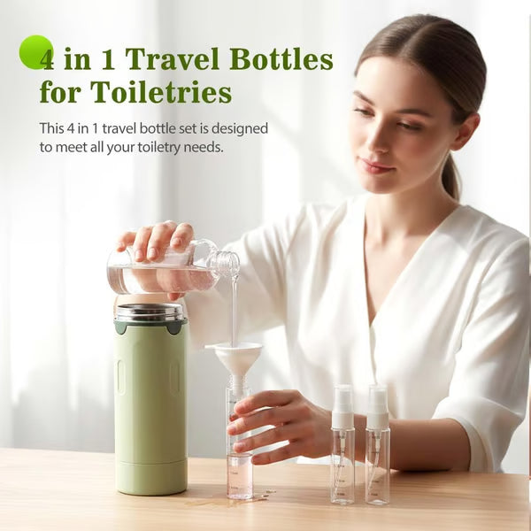 📢📢50 % de réduction ! 🧳Flacons distributeurs rechargeables 4 en 1 pour le voyage – Compact, étanche & ultra-pratique ✈️🧴