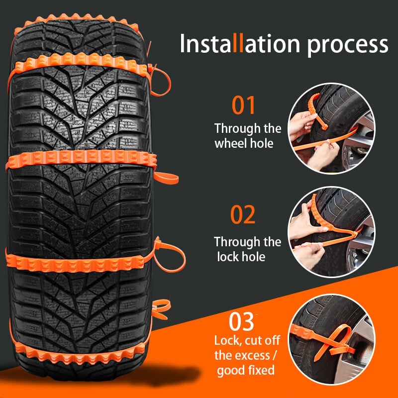 🔥 Dernier Jour de Promo ! ✨ Chaînes Antidérapantes Voiture - Nylon Résistant à -35°C, Installation Express 10s, Sécurité Toutes Routes Glissantes ❄️🚗