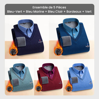✈️Offre spéciale🔥Haut Chaud Isolé en Polaire pour Hommes avec Col de Chemise