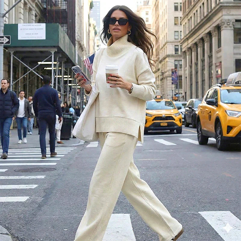 ⏳Limited-time 50% off⏰High-Neck Side-Zip Sweatshirt & Pants Set 👚👖
