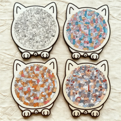 ⏳Spécial à durée limitée⏰Puzzle en bois de 135 pièces en forme de chat😸