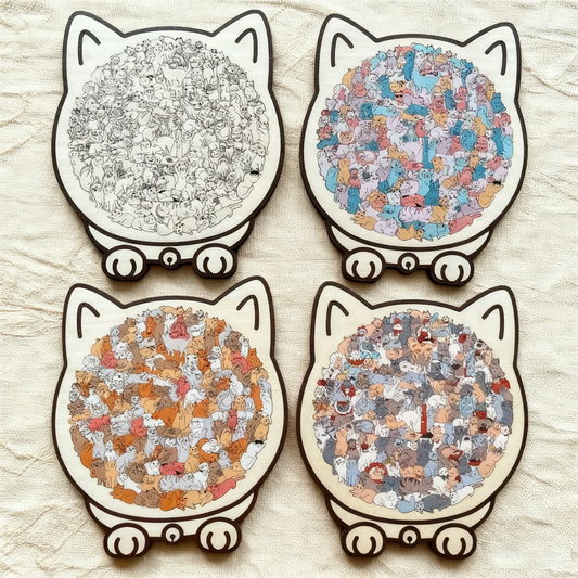 ⏳Spécial à durée limitée⏰Puzzle en bois de 135 pièces en forme de chat😸