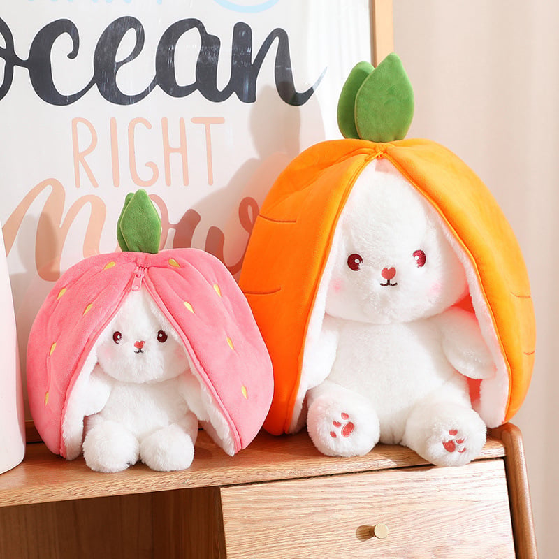 🍓 Promotion Éclair 🍓 Strawberry Bunny se transforme en petit lapin 🎀 Peluche fruitée trop mignonne 🐰