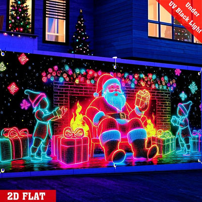 🎇🚪Bannière de Noël pour porte de garage activée par les UV, brille dans le noir🔥🎉