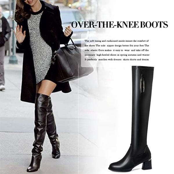 ✨série automne hiver✨bottes en cuir chaudes pour femmes✨avoir l'air mince