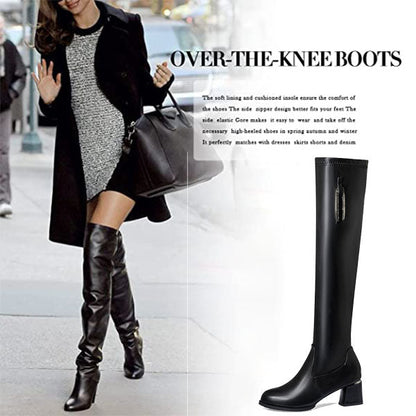 ✨série automne hiver✨bottes en cuir chaudes pour femmes✨avoir l'air mince