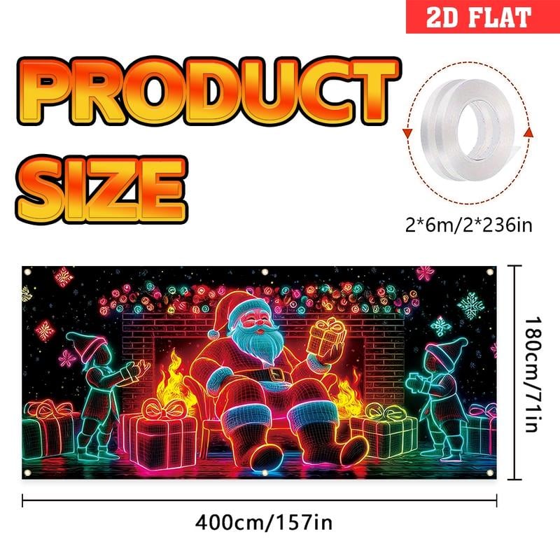 🎇🚪Bannière de Noël pour porte de garage activée par les UV, brille dans le noir🔥🎉