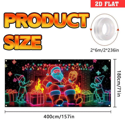 🎇🚪Bannière de Noël pour porte de garage activée par les UV, brille dans le noir🔥🎉