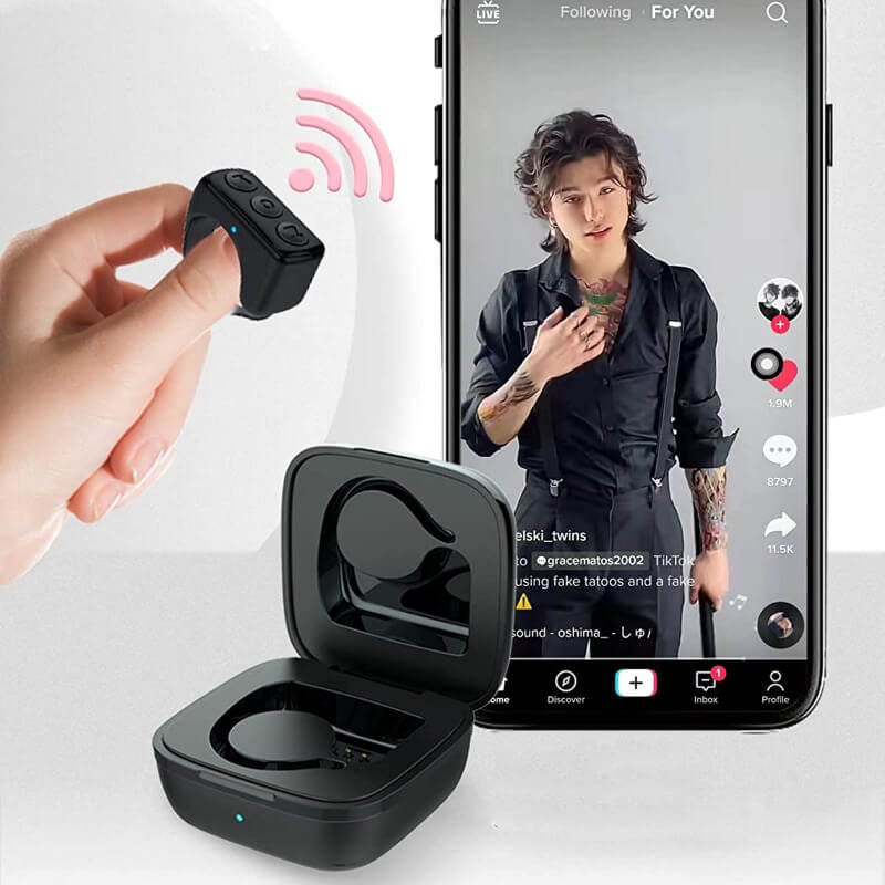 🌟 Bague de contrôleur à distance - Tourne-page Bluetooth, enregistrement vidéo et contrôle musical, compatible iPhone, iPad, iOS et Android
