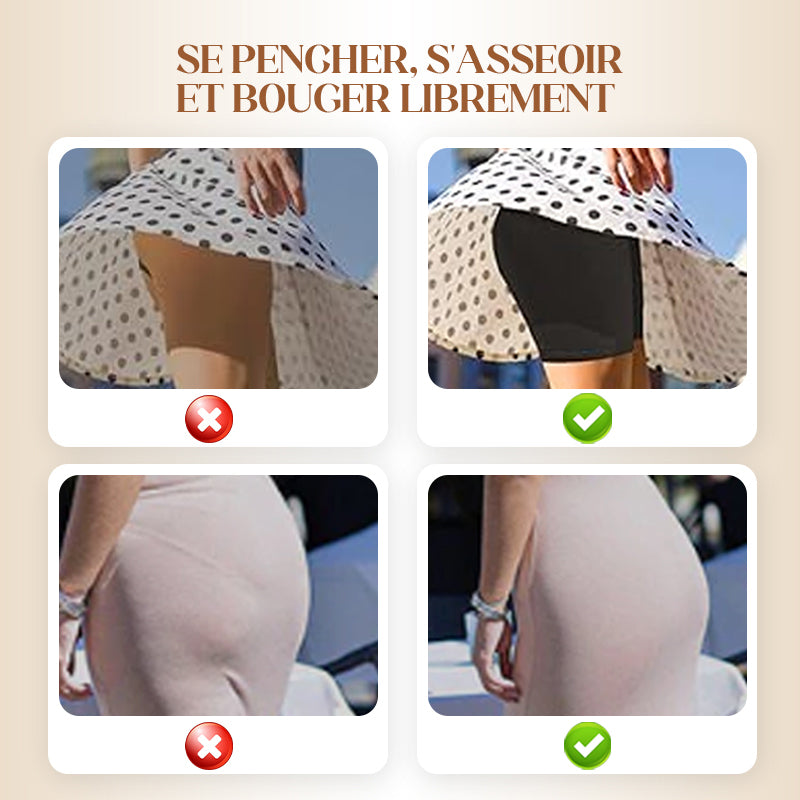 Sous-vêtements féminins taille haute en soie glacée avec contrôle de l'abdomen Hip-lifting