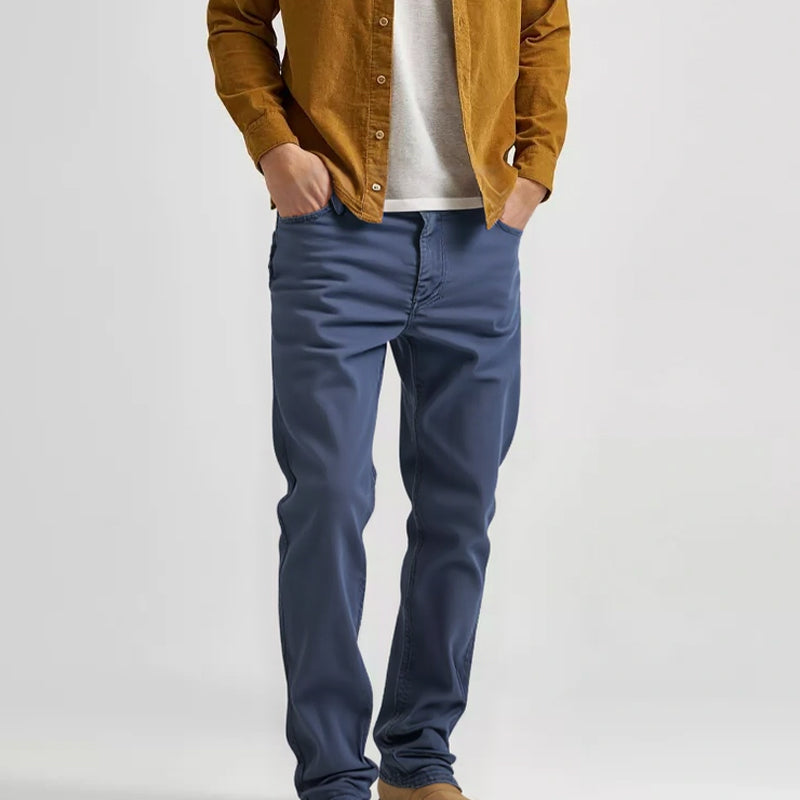👖Pantalon slim décontracté pour homme, couleur unie + ceinture