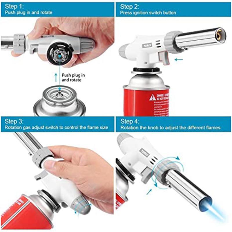 🔥 Nouveau best-seller ❤️‍🔥 Chalumeau de cuisine au butane – Allumeur à flamme soufflée