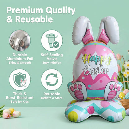 🐰 50% DE RÉDUCTION ! 🎉 Ballons 3D sur Pied pour Pâques – Géants Lapin/Carotte/Poussin/Œuf – Décoration Festive, Gonflage à l'Air & Parfait pour Enfants/Jardin 🌷
