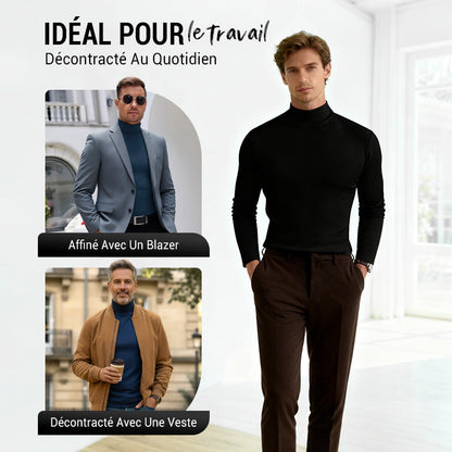 T-shirt à manches longues et col montant pour hommes