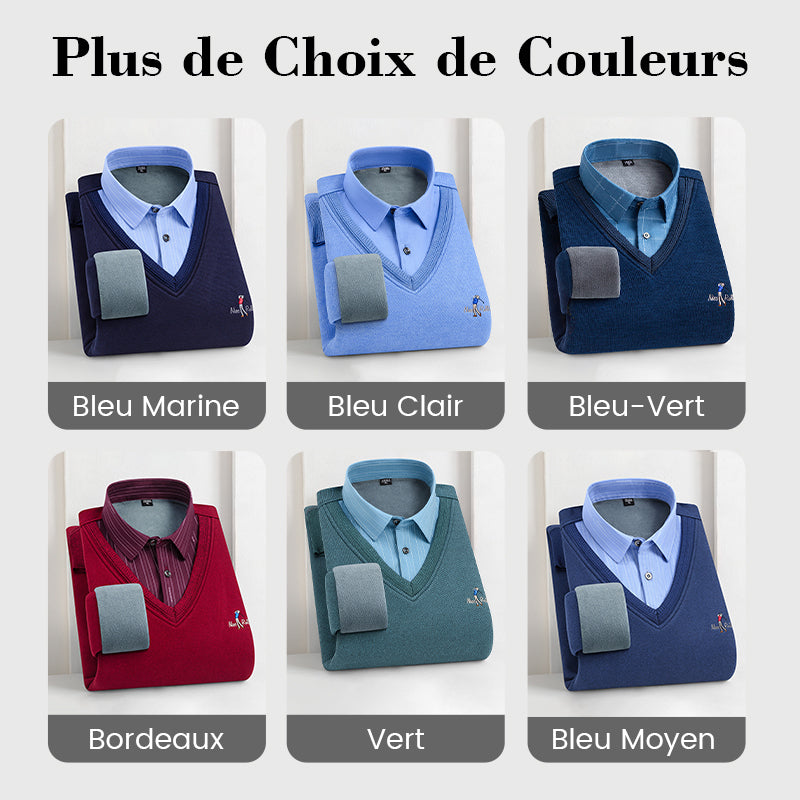 ✈️Offre spéciale🔥Haut Chaud Isolé en Polaire pour Hommes avec Col de Chemise