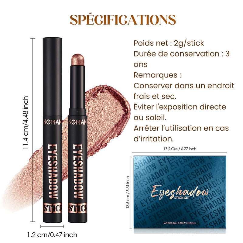 ✨PLUS DE 50 000 UNITÉS VENDUES ! 🎁8 couleurs de fards à paupières pailletés en stick, waterproof, longue tenue et multi-usage