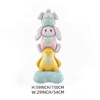 🐰 50% DE RÉDUCTION ! 🎉 Ballons 3D sur Pied pour Pâques – Géants Lapin/Carotte/Poussin/Œuf – Décoration Festive, Gonflage à l'Air & Parfait pour Enfants/Jardin 🌷